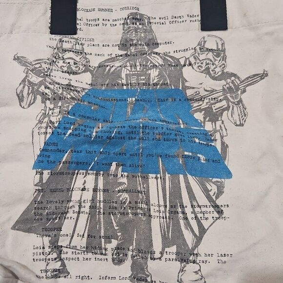 Loungefly Star Wars Canvas Tote Bag—Darth Vader Stormtroopers Scripts - Picture 2 of 6